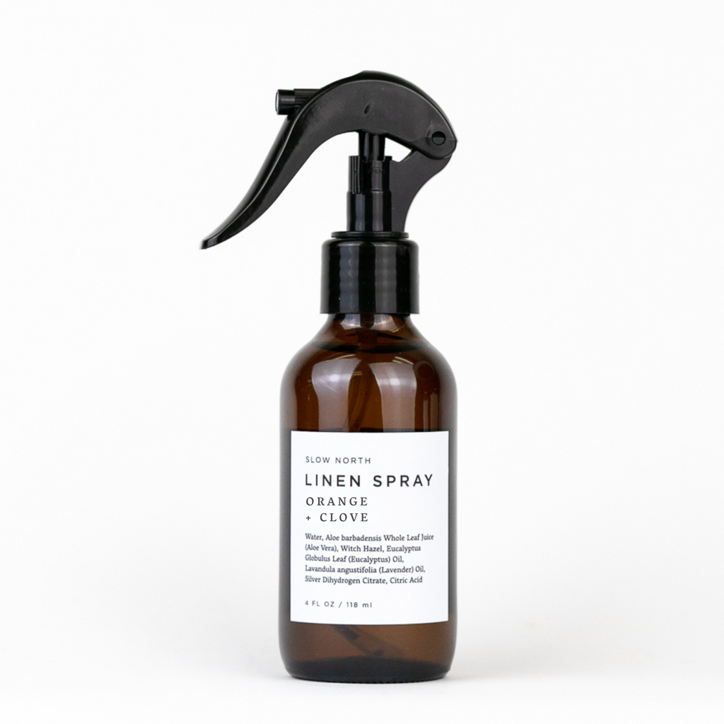 Linen Spray | Orange + Clove | All-Natural Essential Oils | 4 fl oz | Amber Glass | Slow North