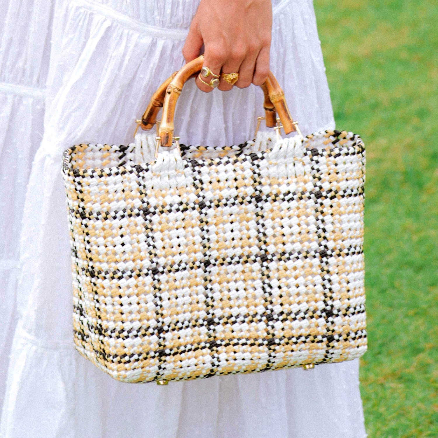 Market Tote – Handcrafted Checker Weave