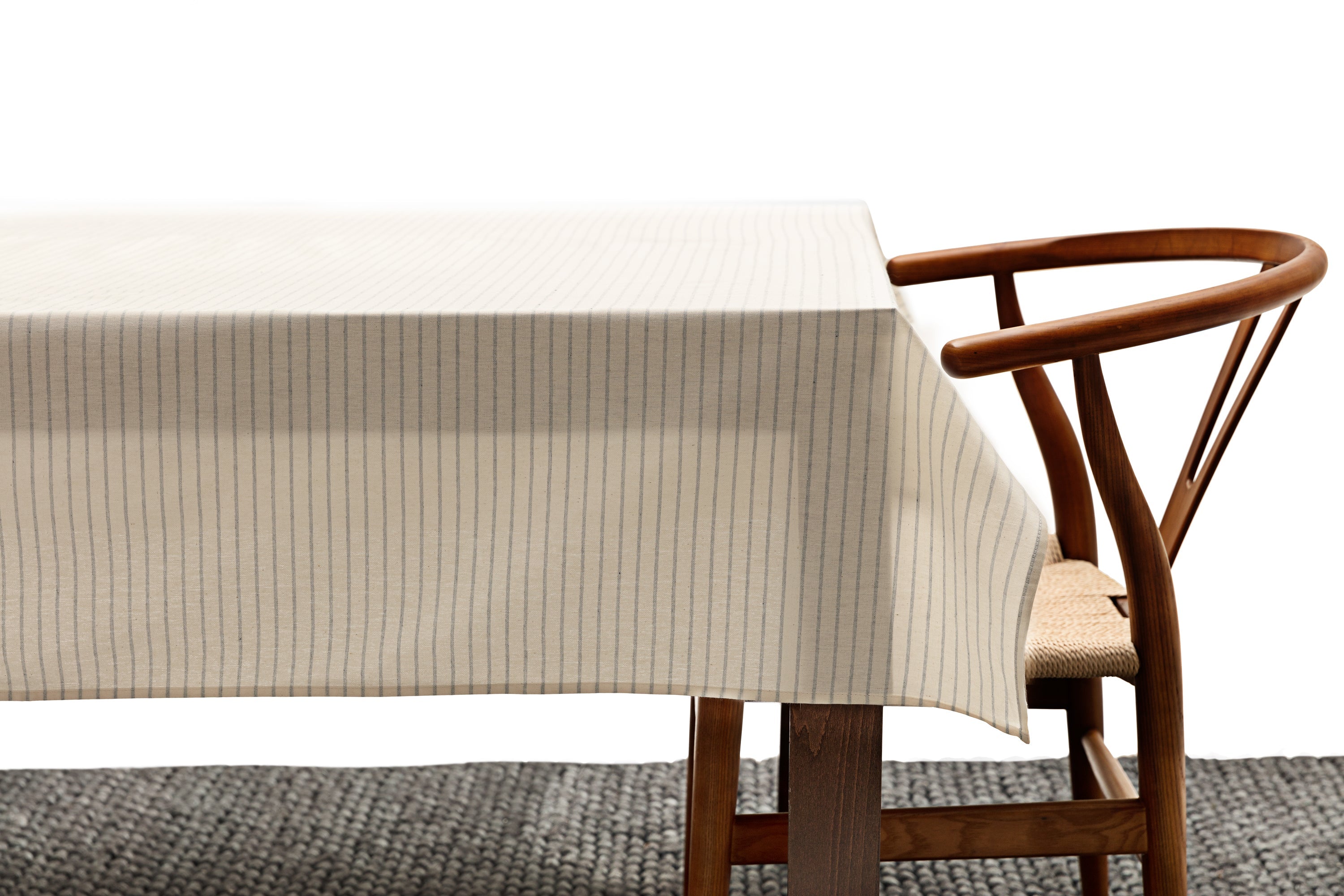 Pinstripe Cotton Tablecloth | Montreal, Quebec | 100% Cotton | 3 Sizes | Natural & Grey | MEEMA