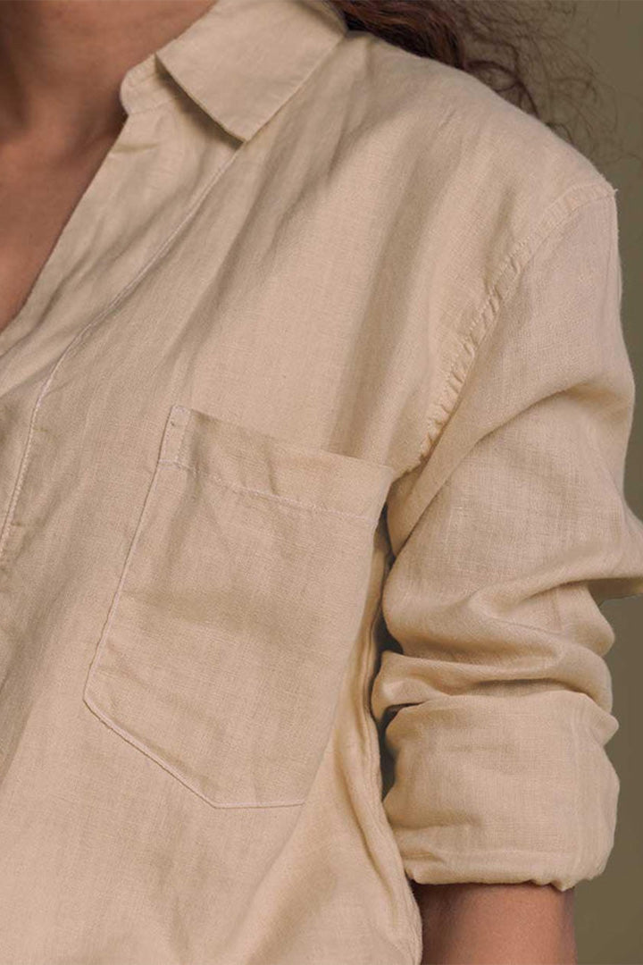 Cliff Dress in Neutral Beige | 100% Hemp | Oversized Shirt Dress | Front Pocket | Drawstring | Reistor