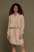 Cliff Dress in Neutral Beige | 100% Hemp | Oversized Shirt Dress | Front Pocket | Drawstring | Reistor