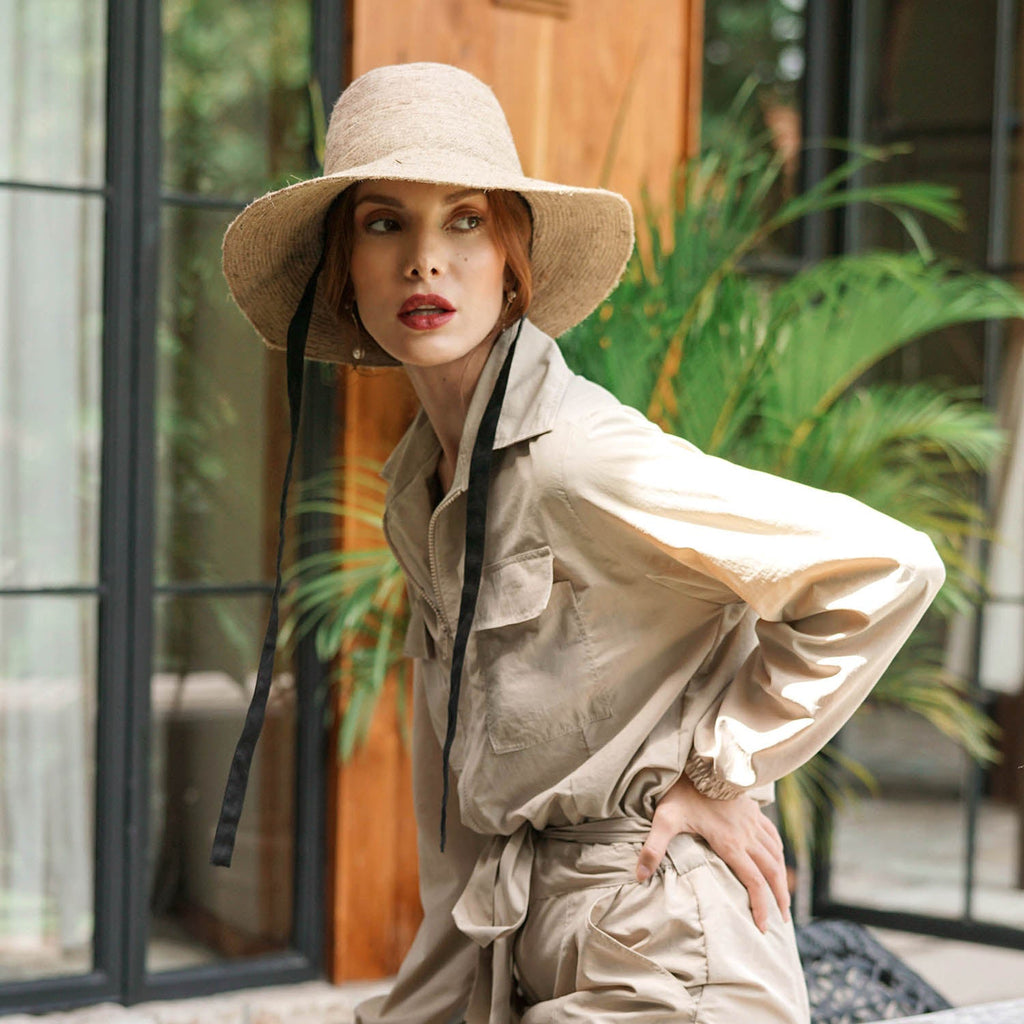 Riri Jute Sun Hat | 100% Natural Jute & Linen | Handcrafted in Bali | BrunnaCo