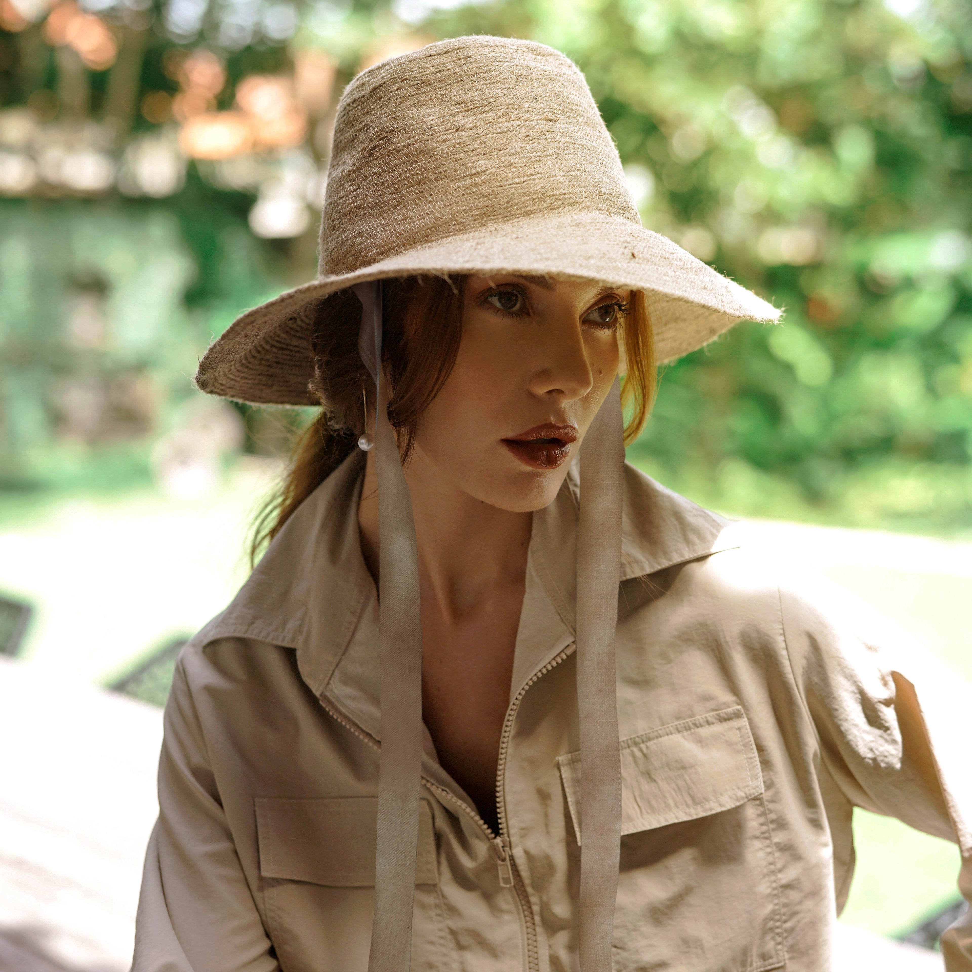 Riri Jute Sun Hat | 100% Natural Jute & Linen | Handcrafted in Bali | BrunnaCo