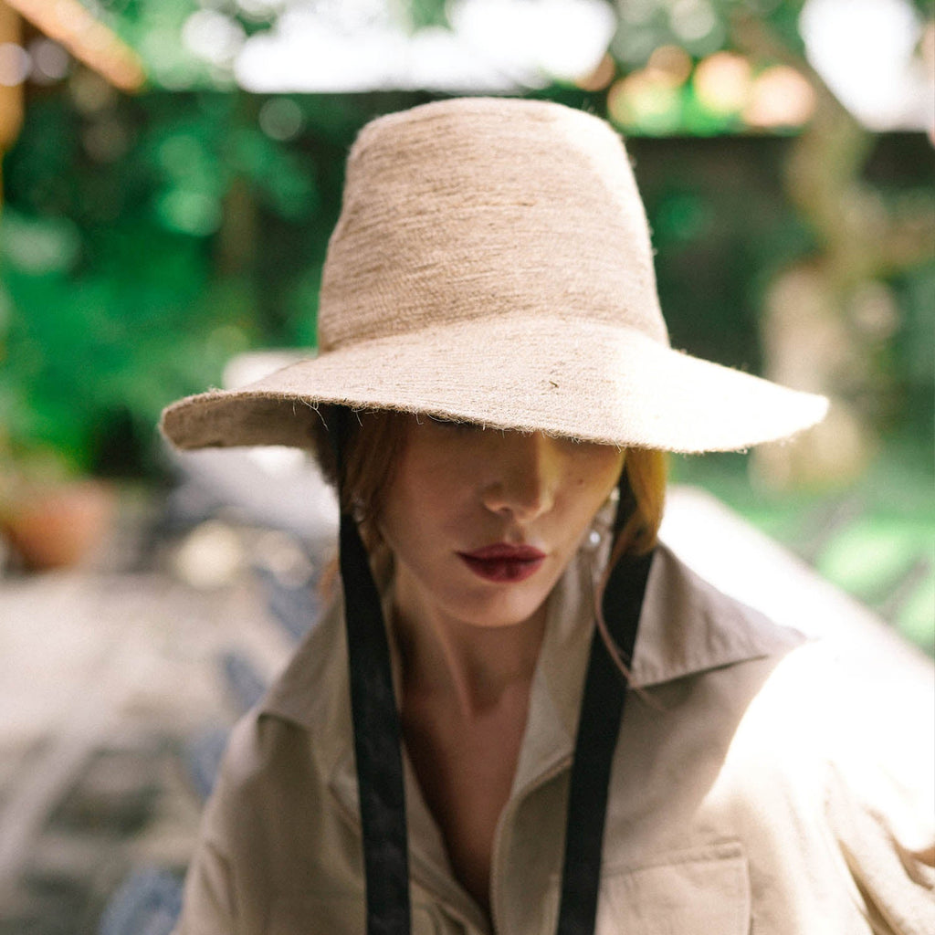 Riri Jute Sun Hat | 100% Natural Jute & Linen | Handcrafted in Bali | BrunnaCo