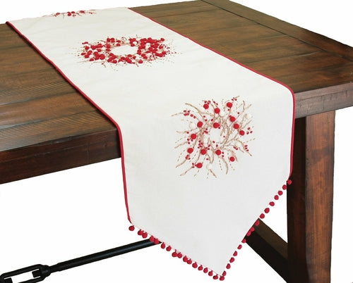 Holiday Berry Wreath Table Runner