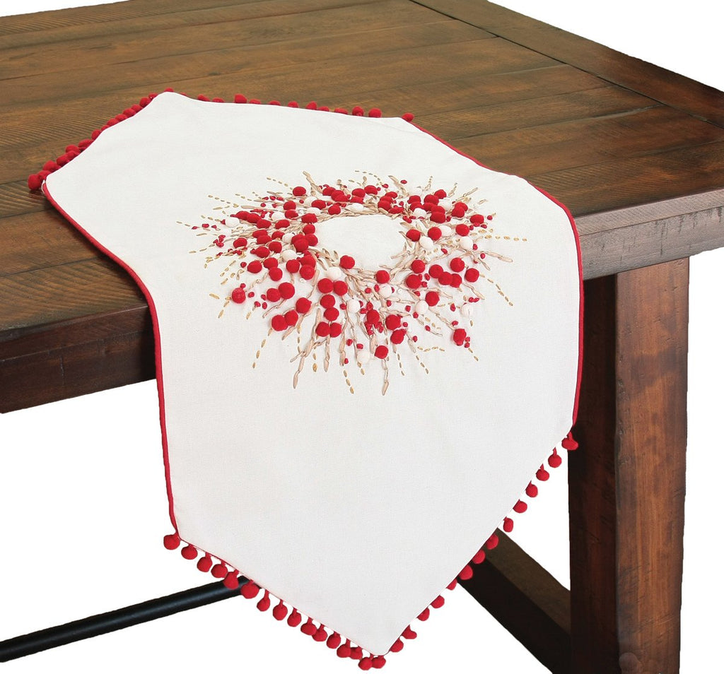 Holiday Berry Wreath Table Runner