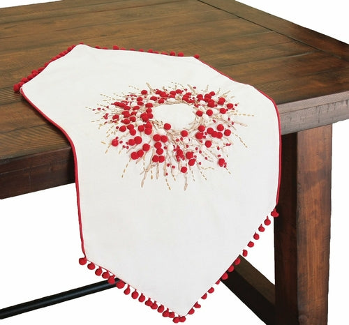 Holiday Berry Wreath Table Runner