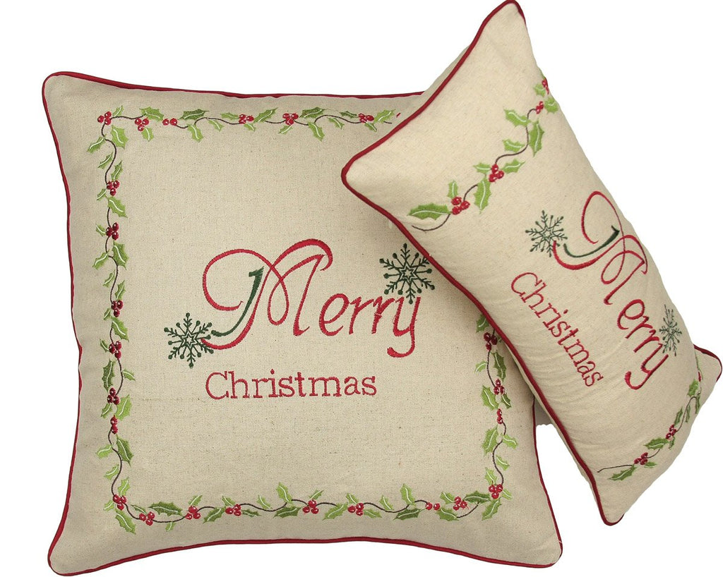 Merry Christmas with Holly Pillows