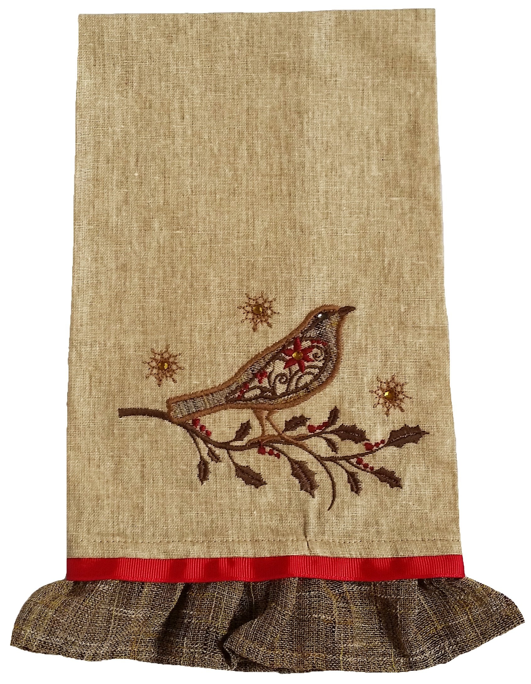 Holiday Bird on Twig Kitchen Towel