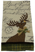 Holiday Reindeer Tartan Script Kitchen Towel