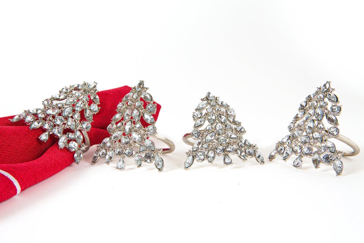 Shimmer Christmas Tree Napkin Rings | Set of 4