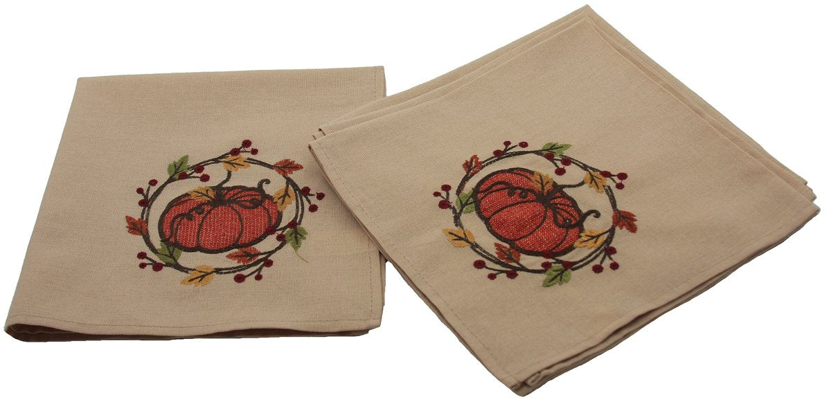 Rustic Pumpkin Wreath Napkins | Set of 4