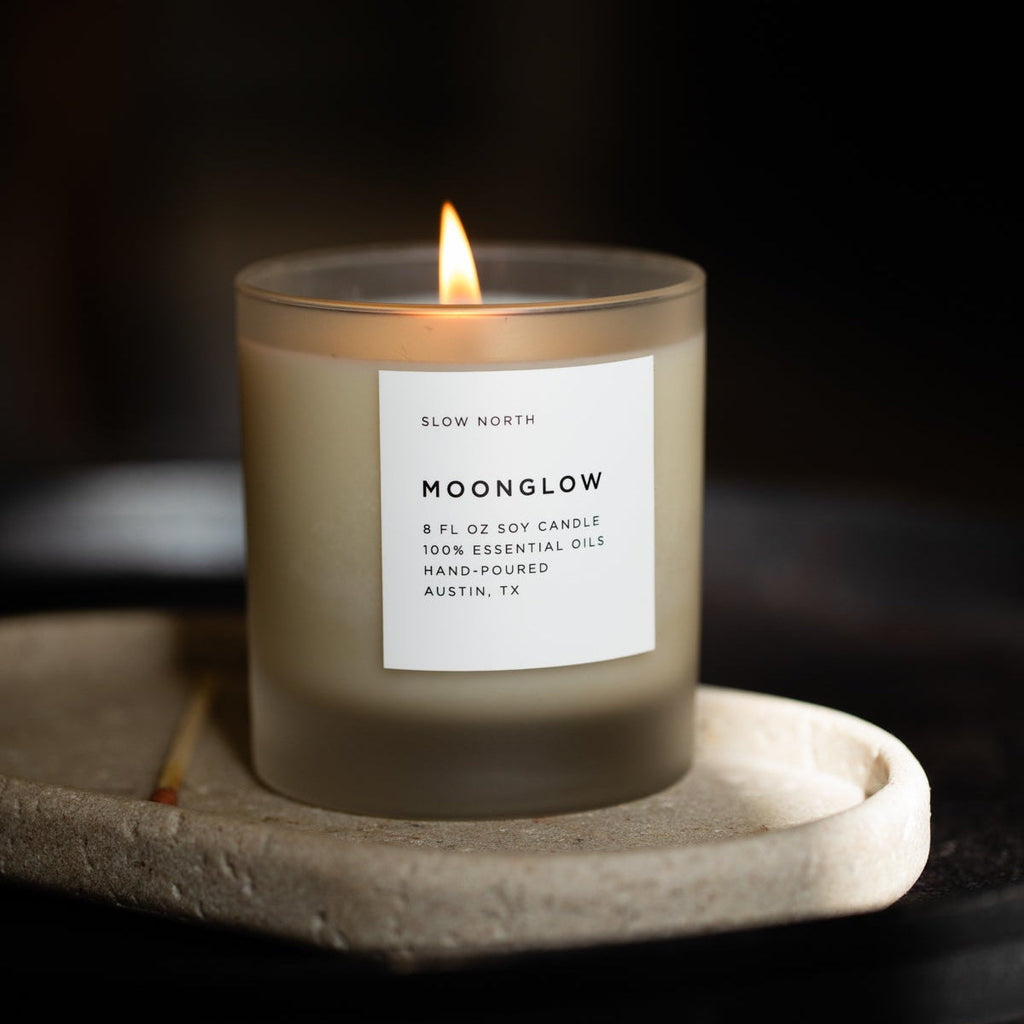 Moonglow Signature Candle | Patchouli, Cinnamon & Black Pepper | 100% Soy Wax | Vegan | Austin, TX | Slow North