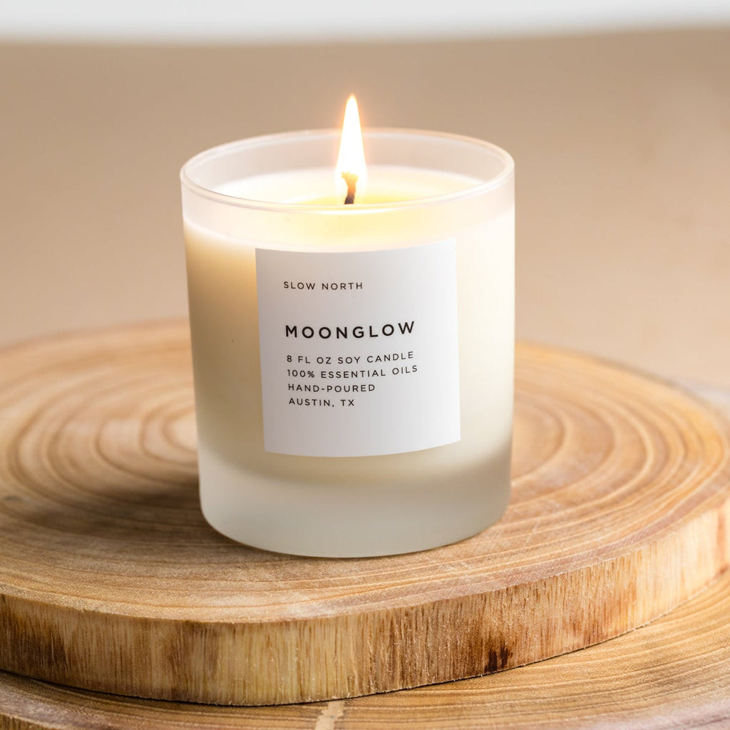 Moonglow Signature Candle | Patchouli, Cinnamon & Black Pepper | 100% Soy Wax | Vegan | Austin, TX | Slow North