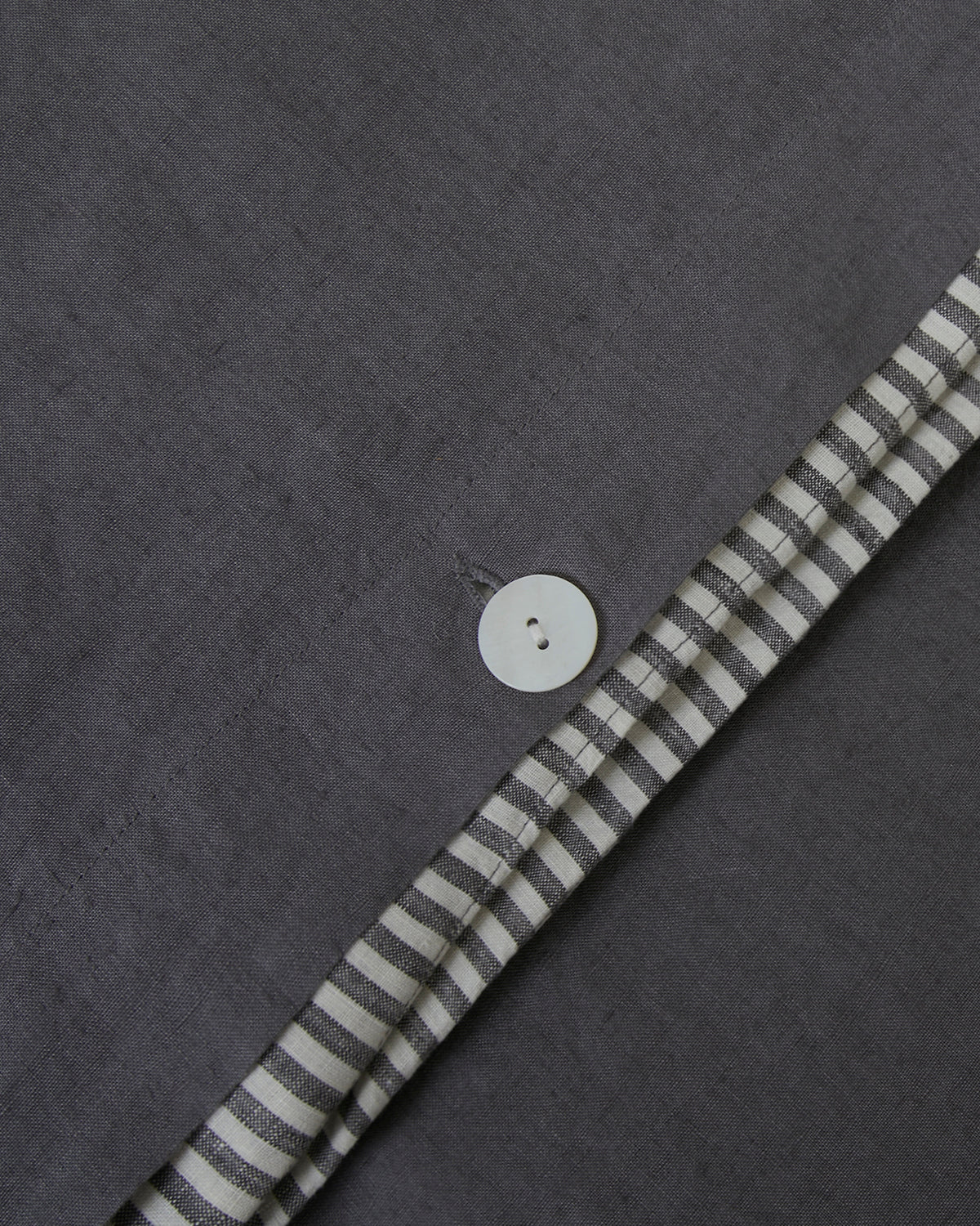 Marcel Linen Duvet Cover | 100% French Flax | Stonewashed | Storm & Storm Stripe | SUNDAY MORNING