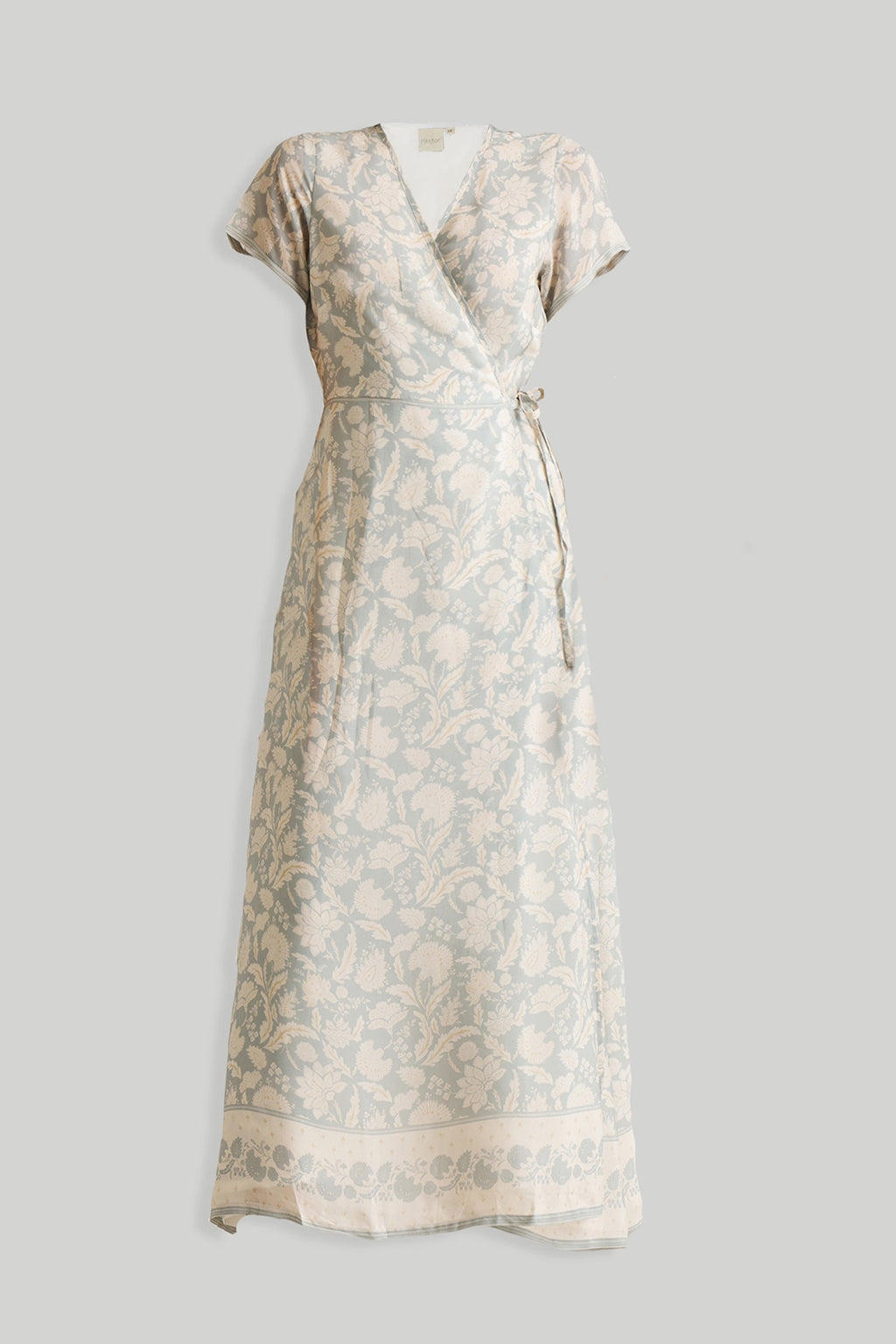 Maxi Wrap Dress in Blue Florals | 100% Bemberg™ Crepe | Vintage Bouquet Blue | Wrap Tie | Pockets | XS–3XL | Reistor