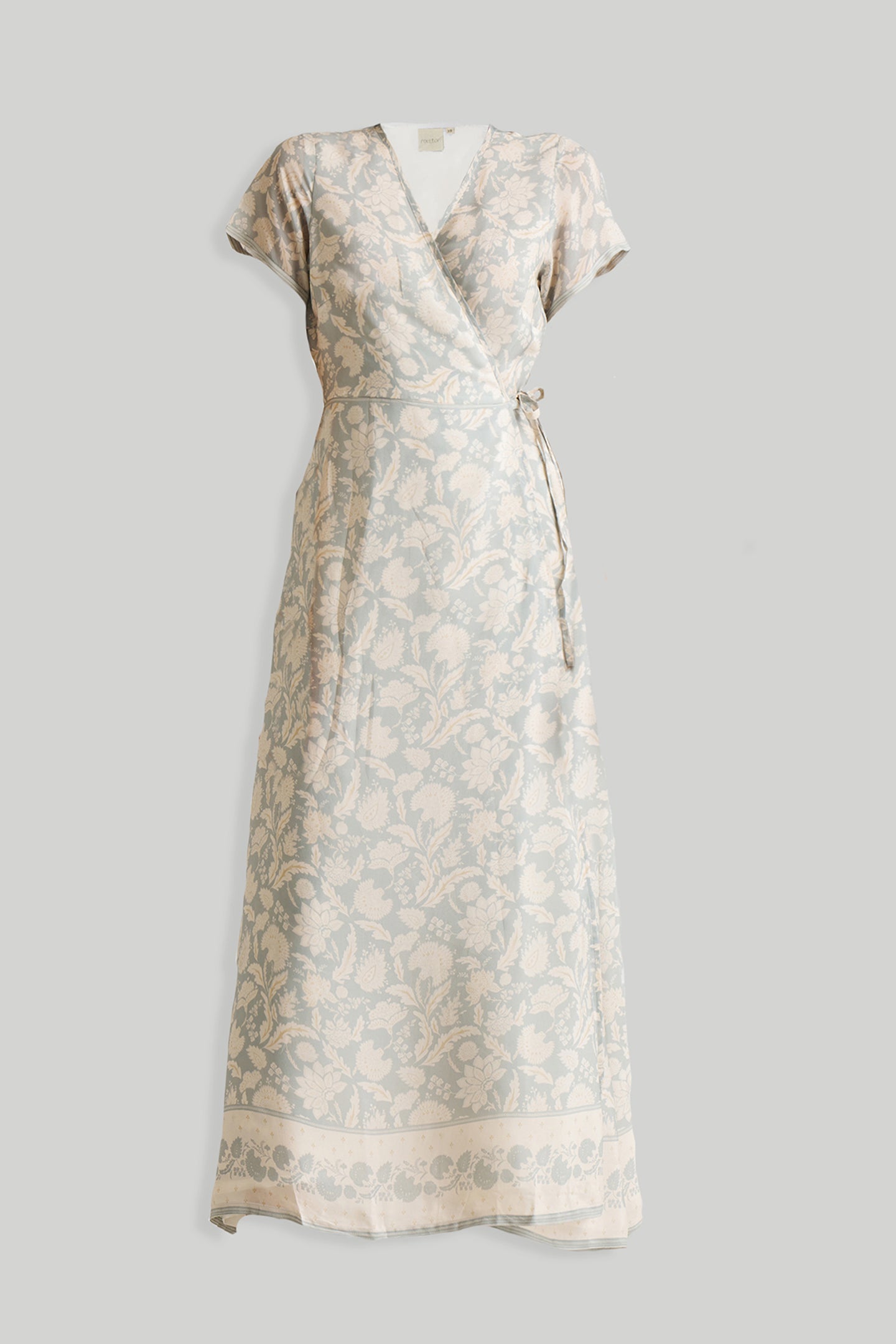 Maxi Wrap Dress in Blue Florals | 100% Bemberg™ Crepe | Vintage Bouquet Blue | Wrap Tie | Pockets | XS–3XL | Reistor