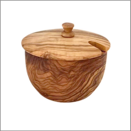 Mediterranean Olive Wood Canister | Hand-Carved | 6 Oz | Airtight | Choixe