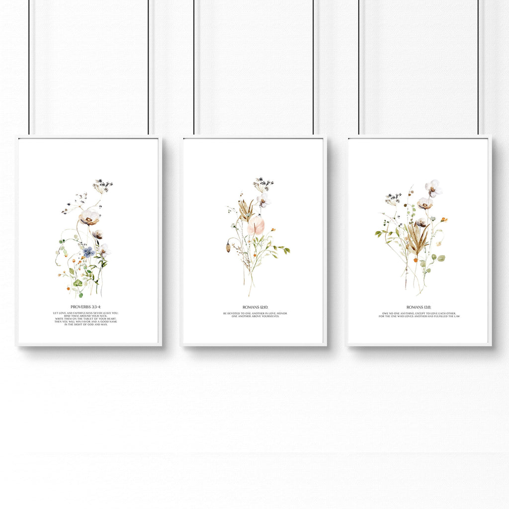 Bible quote wall art | set of 3 Christian wall art prints