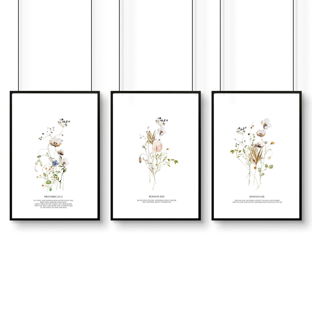 Bible quote wall art | set of 3 Christian wall art prints