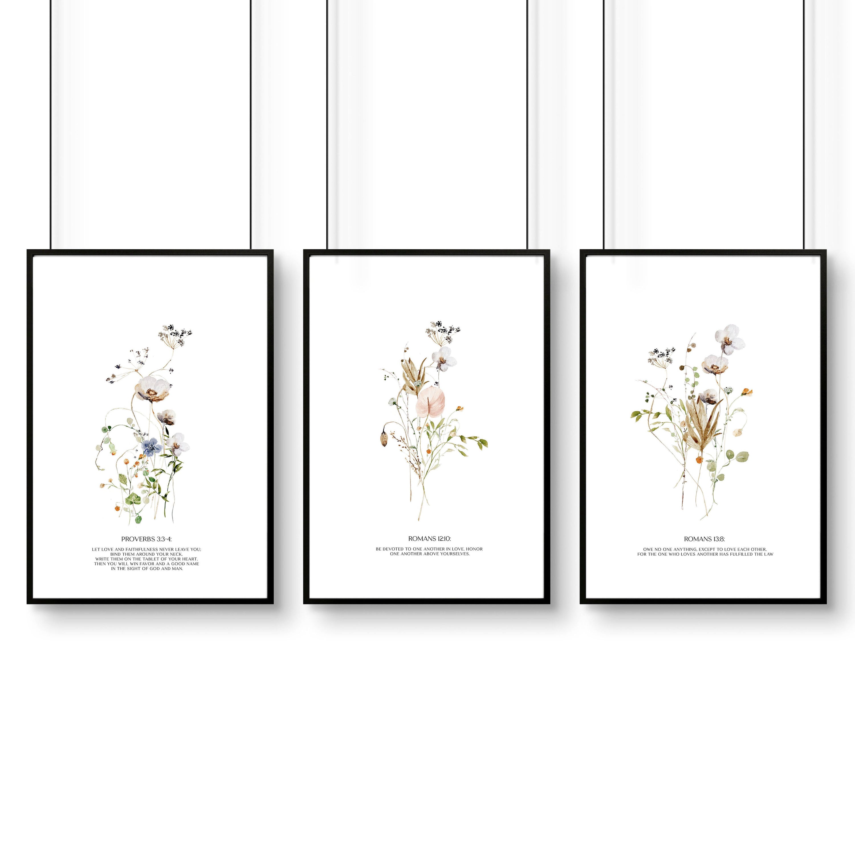 Bible quote wall art | set of 3 Christian wall art prints