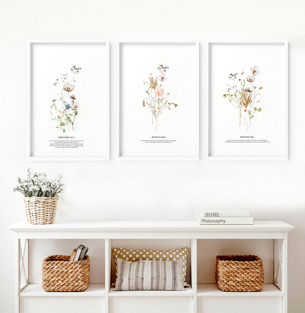 Bible quote wall art | set of 3 Christian wall art prints
