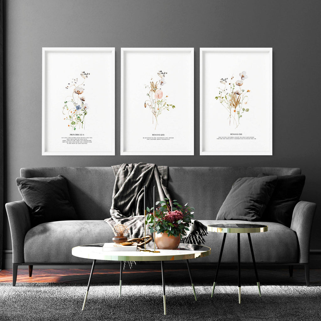 Bible quote wall art | set of 3 Christian wall art prints