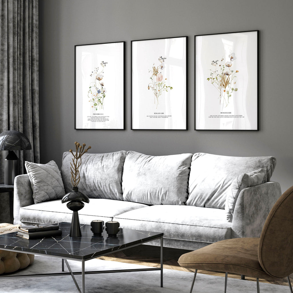 Bible quote wall art | set of 3 Christian wall art prints