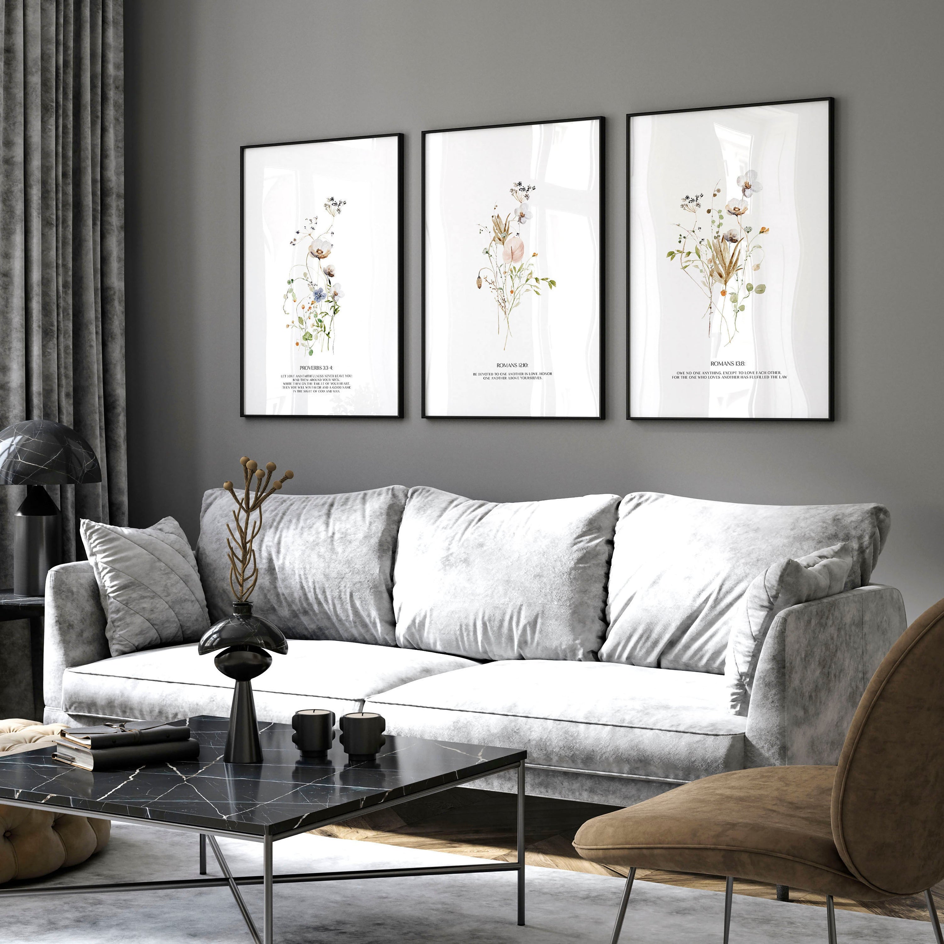 Bible quote wall art | set of 3 Christian wall art prints