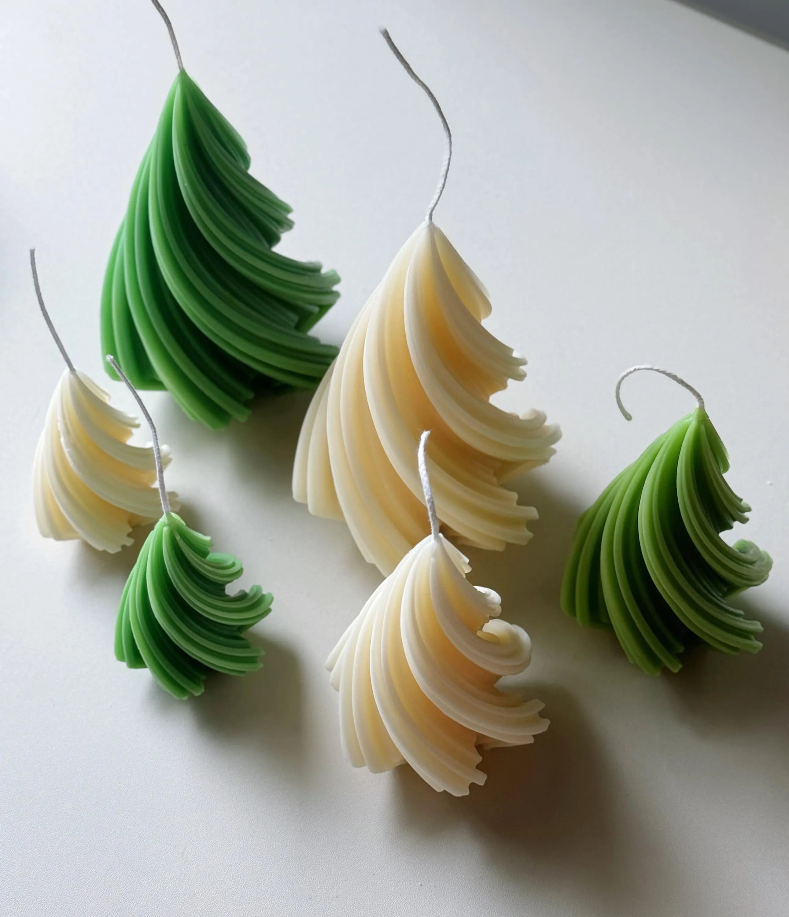 Swirling Christmas Tree Candles | Sculptural Soy Wax Holiday Decor