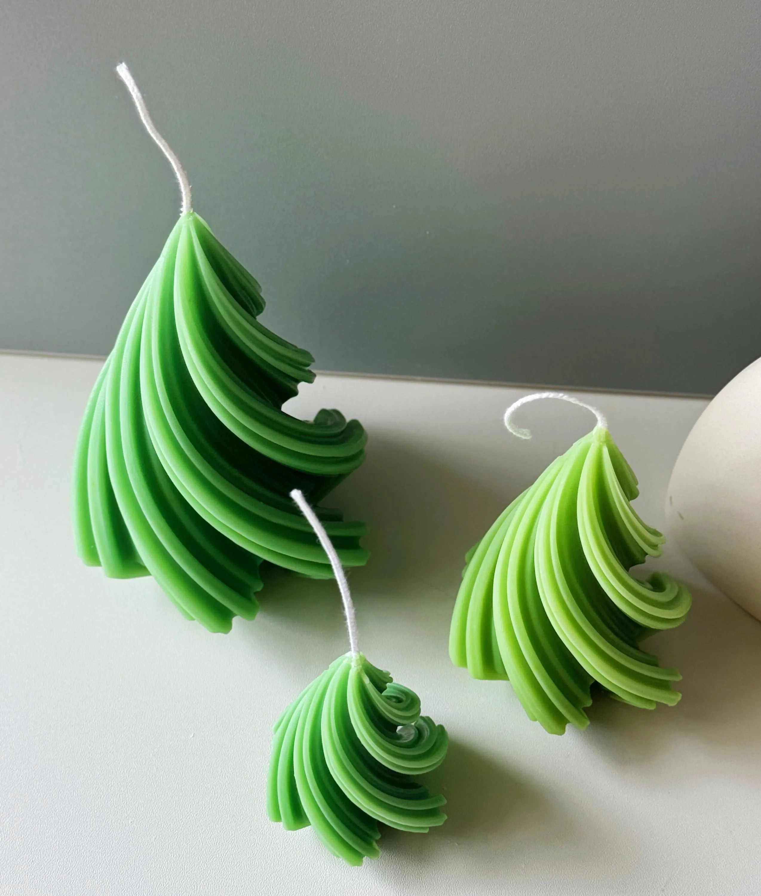 Swirling Christmas Tree Candles | Sculptural Soy Wax Holiday Decor
