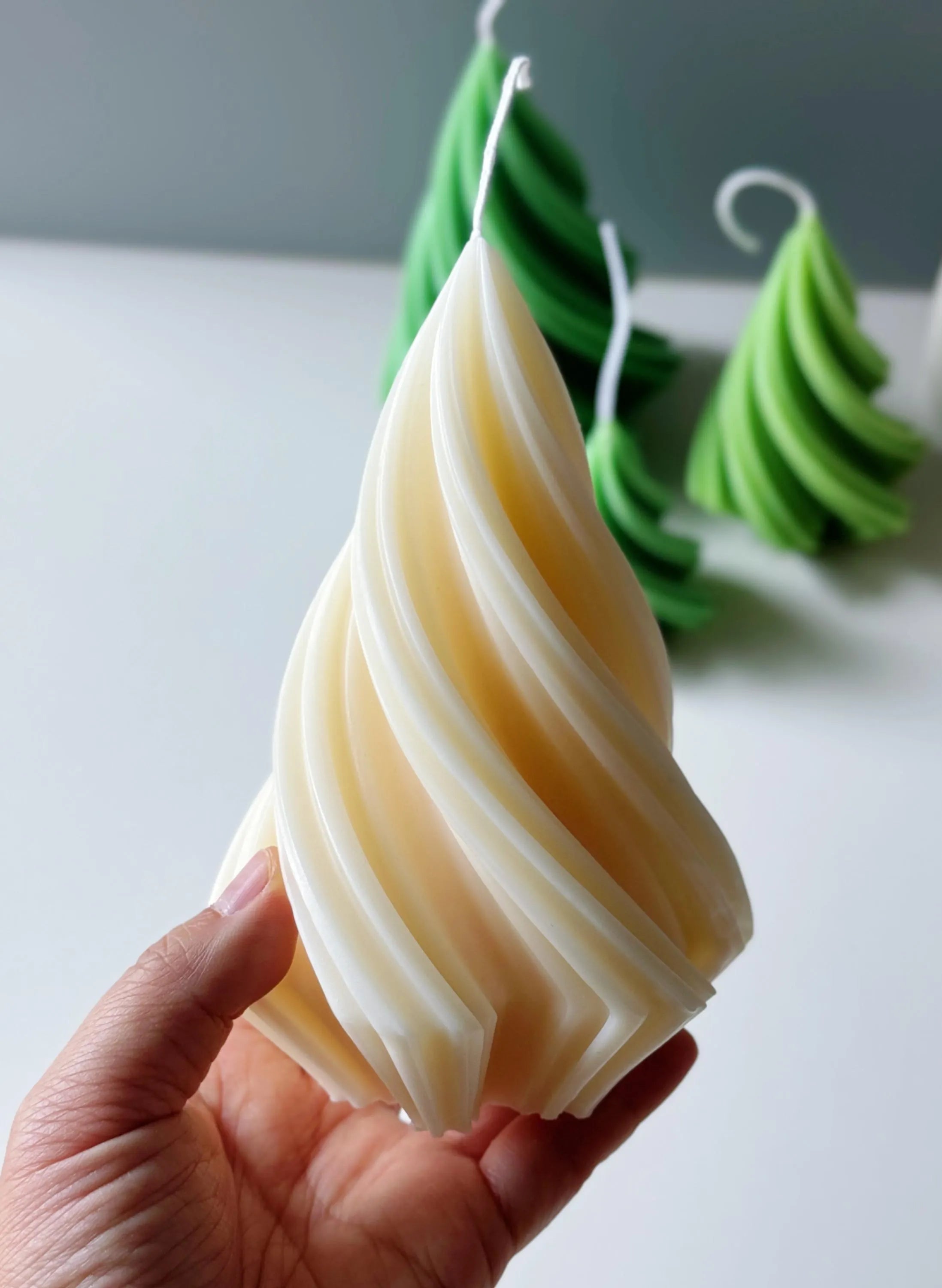 Swirling Christmas Tree Candles | Sculptural Soy Wax Holiday Decor