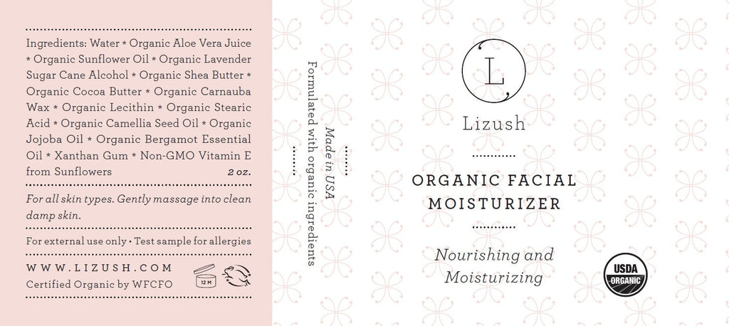 Organic Facial Moisturizer | USDA Certified | Handmade in USA | Paraben-Free | Lizush