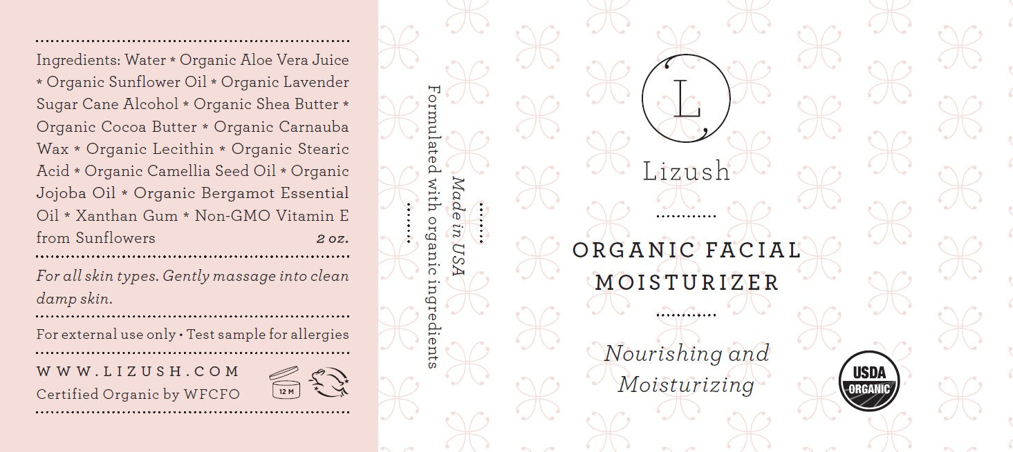 Organic Facial Moisturizer | USDA Certified | Handmade in USA | Paraben-Free | Lizush