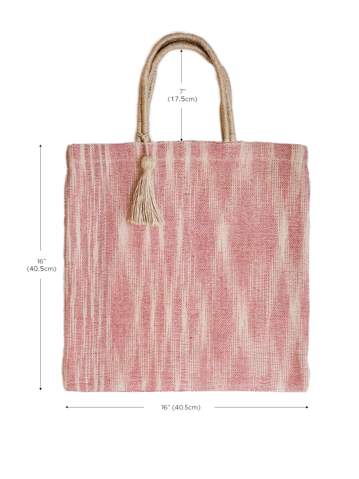 Hand-Loomed Jute Tote Bag - Red