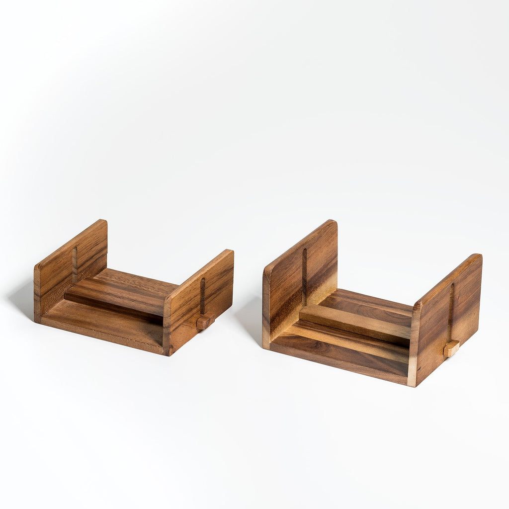 Acacia Wood Napkin Holder | 5.5" x 5.5" | Adjustable Bar | Open Design | Handcrafted | Kalmar Home
