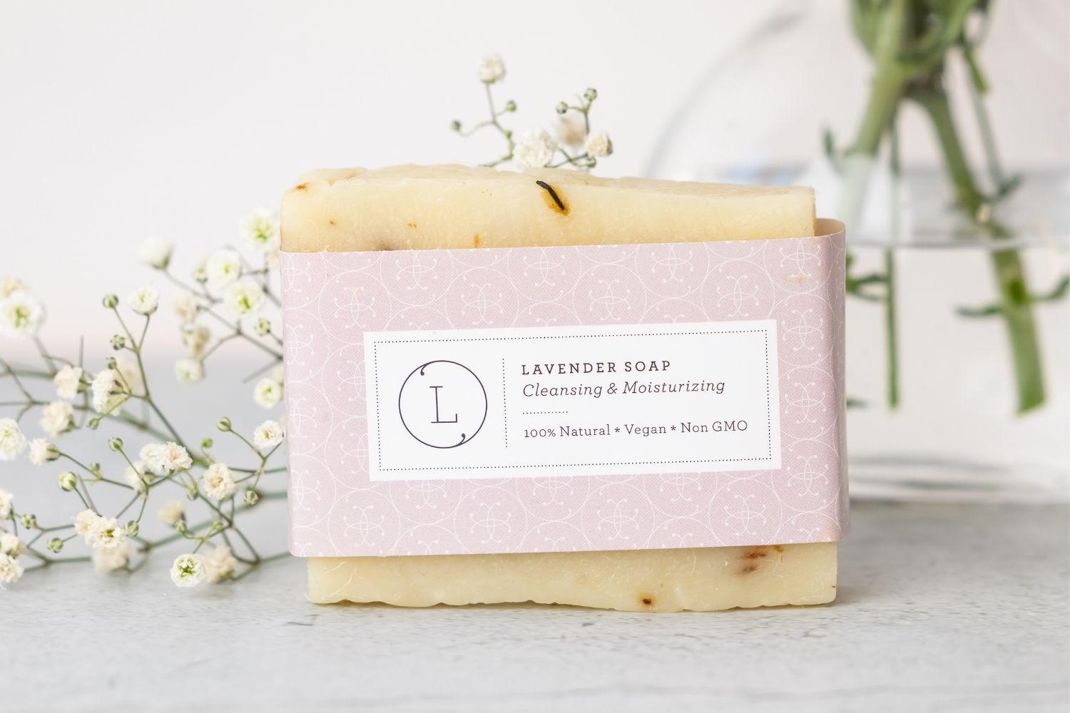 2 x Lavender Natural Soap Bars | Cold-Process Handmade | Olive Oil, Shea Butter & Real Lavender Buds | 4 oz Each | Lizush