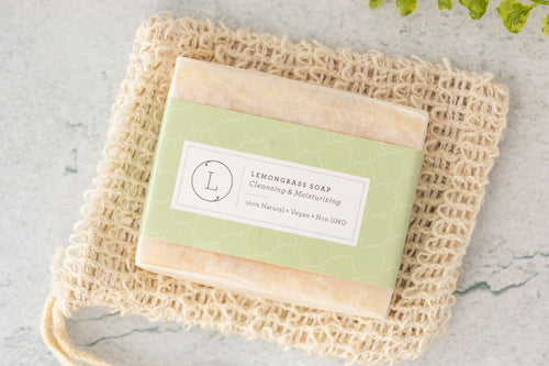 2 x Lemongrass Natural Soap Bars | Cold-Process Handmade | Olive Oil, Himalayan Salt & Shea Butter | 4.5 oz Each | Lizush