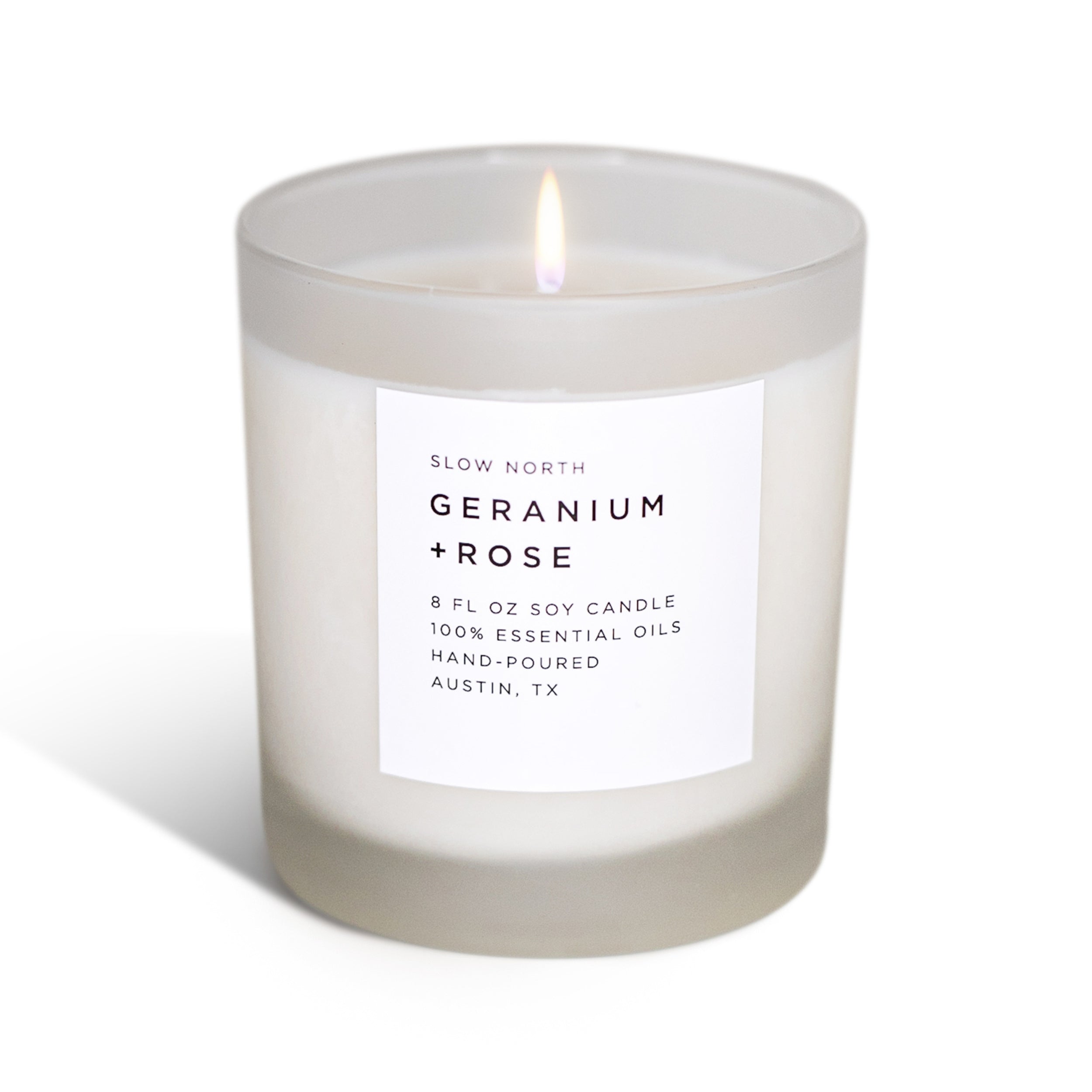 Geranium + Rose | Signature Candle | Crafted in Austin, Texas | Eco-Friendly | Slow North