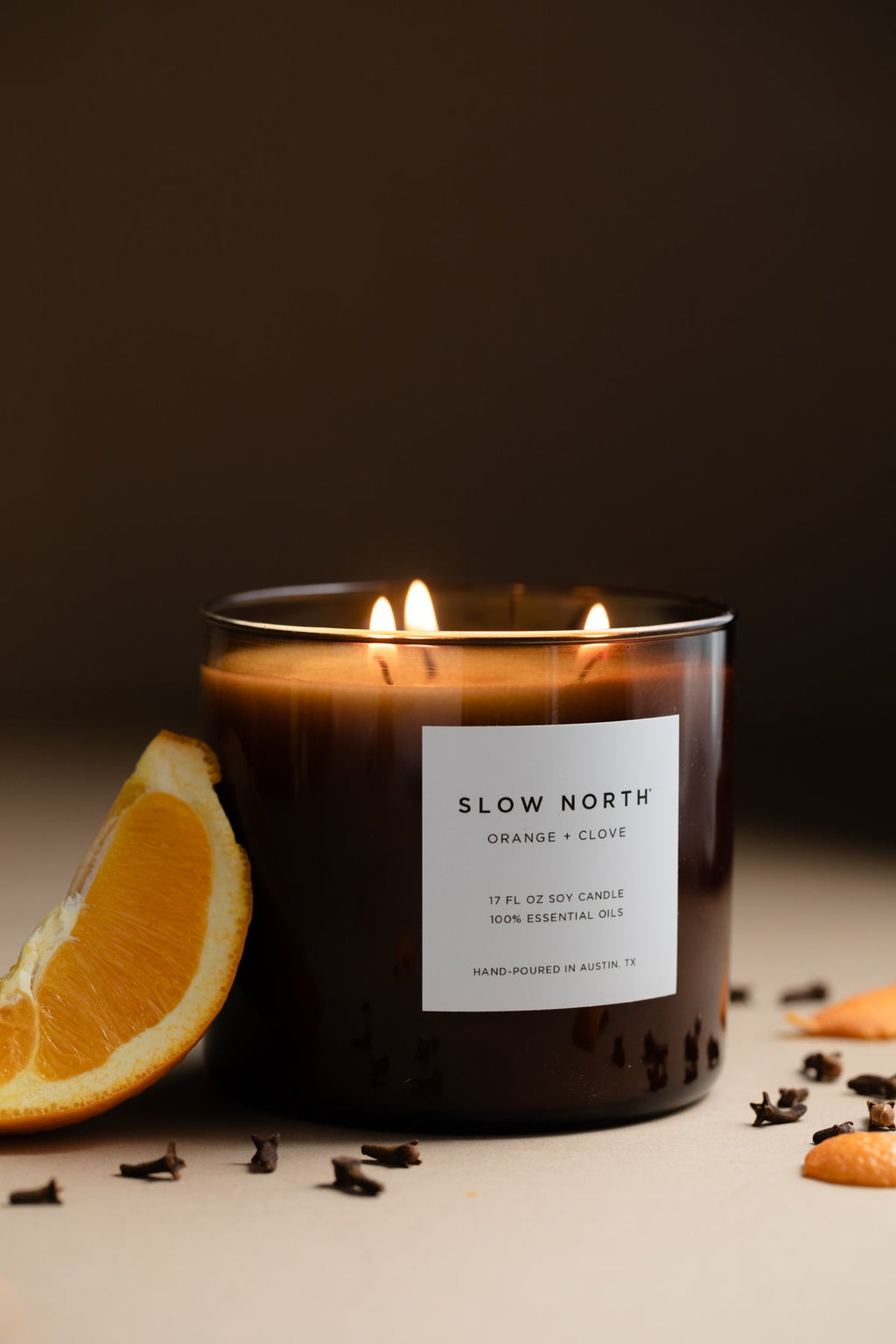 Orange + Clove Signature 3-Wick Soy Candle | 100% Soy & Pure Essential Oils | Hand-Poured Austin, TX | Slow North