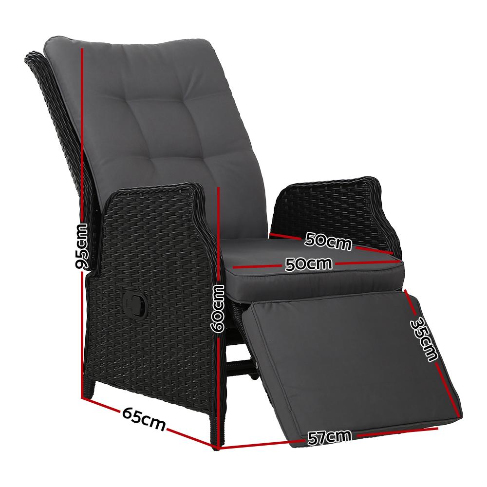 Gardeon Recliner Chairs Sun lounge Wicker Lounger Outdoor Furniture