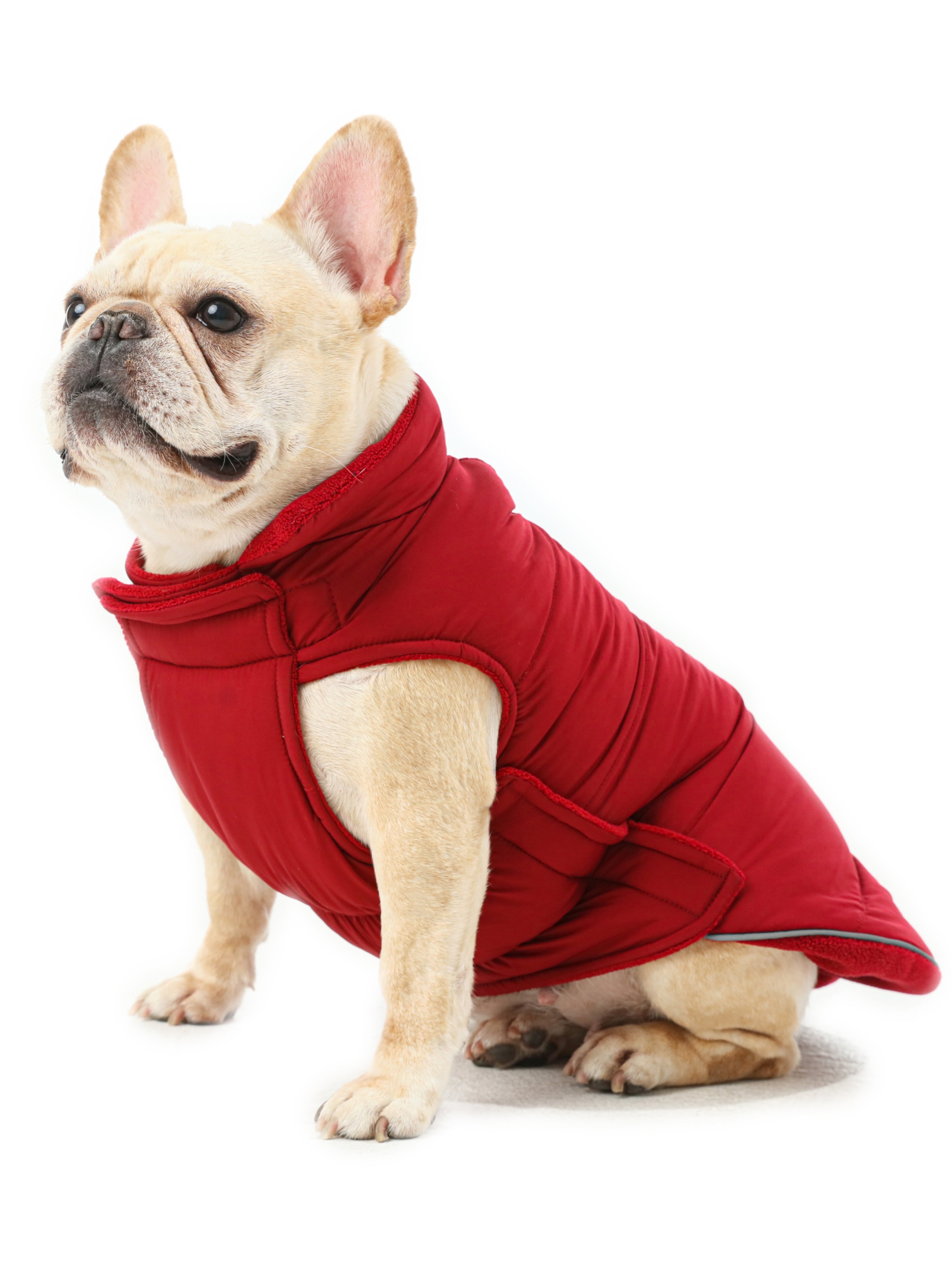 Reversible Dog Vest Jacket | Windproof & Fleece-Lined | Red | XS-XXL