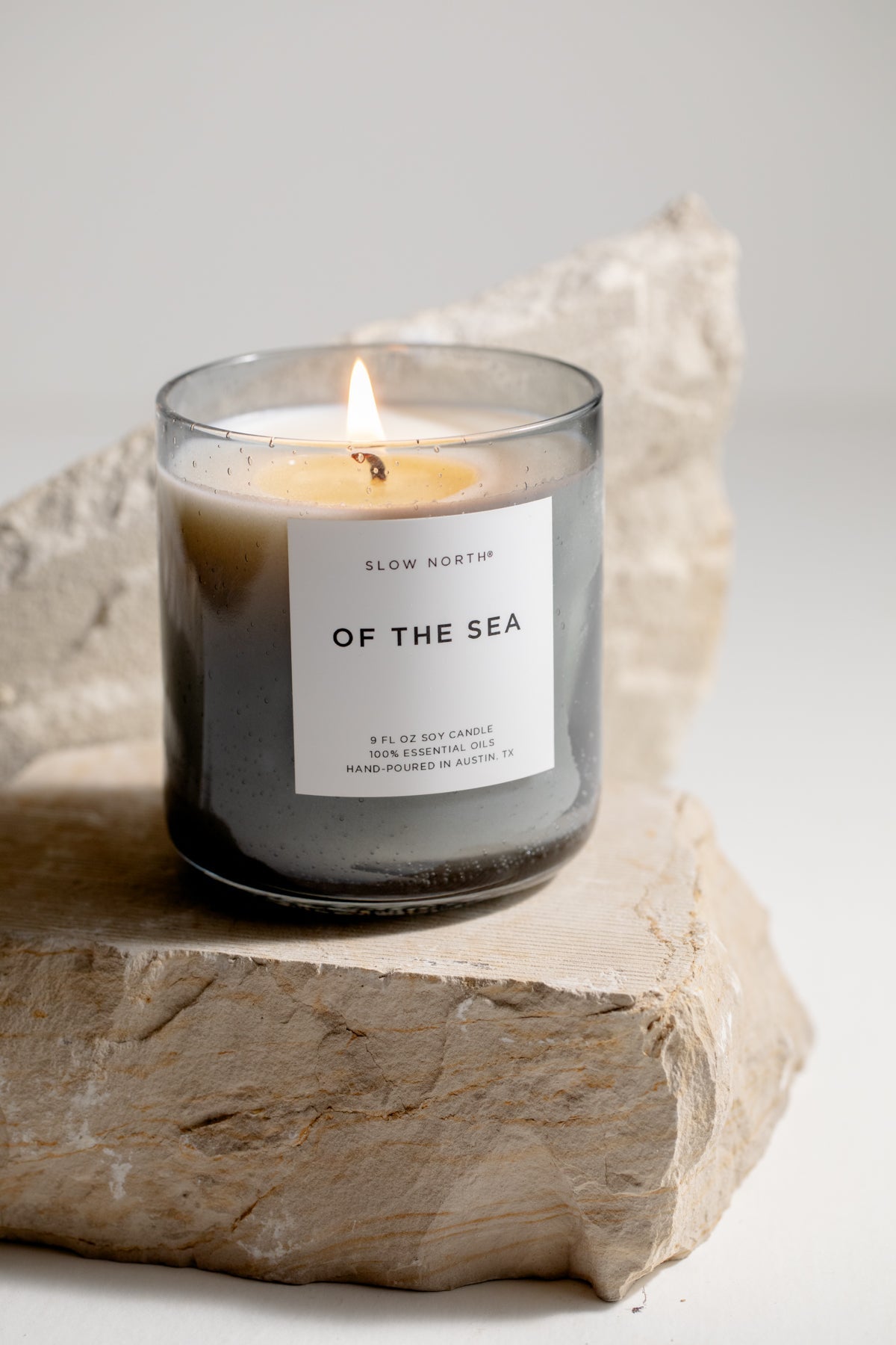 Of The Sea | Spa Collection Soy Candle | Smoky Blue Bubble Glass | Lavender, Eucalyptus & Peppermint | 9 oz | Slow North