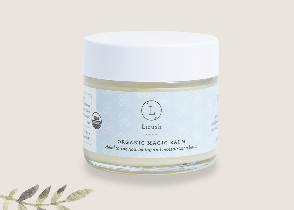 USDA Organic Magic Balm | Head-to-Toe | Oat & Calendula, Comfrey, Cocoa Butter | Eczema & Dry Skin | No Preservatives | 2 oz | Made in USA | Lizush