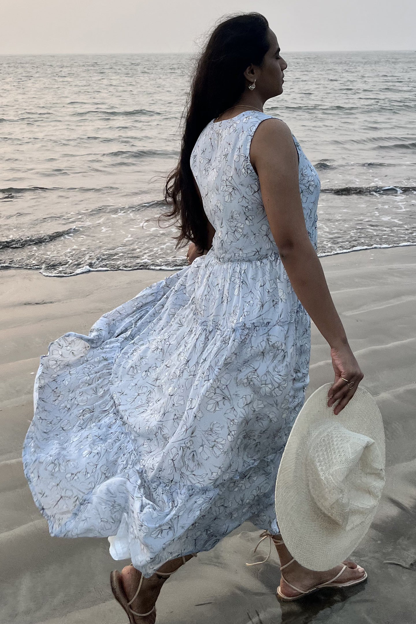 Peony Blues Perfect Resort Maxi Dress | Blue Florals | 100% Bemberg™ Crepe | Mandarin Collar | XS-3XL | Reistor