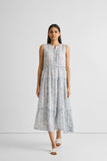 Peony Blues Perfect Resort Maxi Dress | Blue Florals | 100% Bemberg™ Crepe | Mandarin Collar | XS-3XL | Reistor