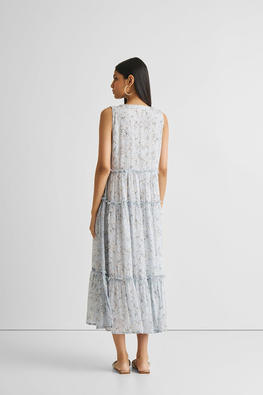 Peony Blues Perfect Resort Maxi Dress | Blue Florals | 100% Bemberg™ Crepe | Mandarin Collar | XS-3XL | Reistor