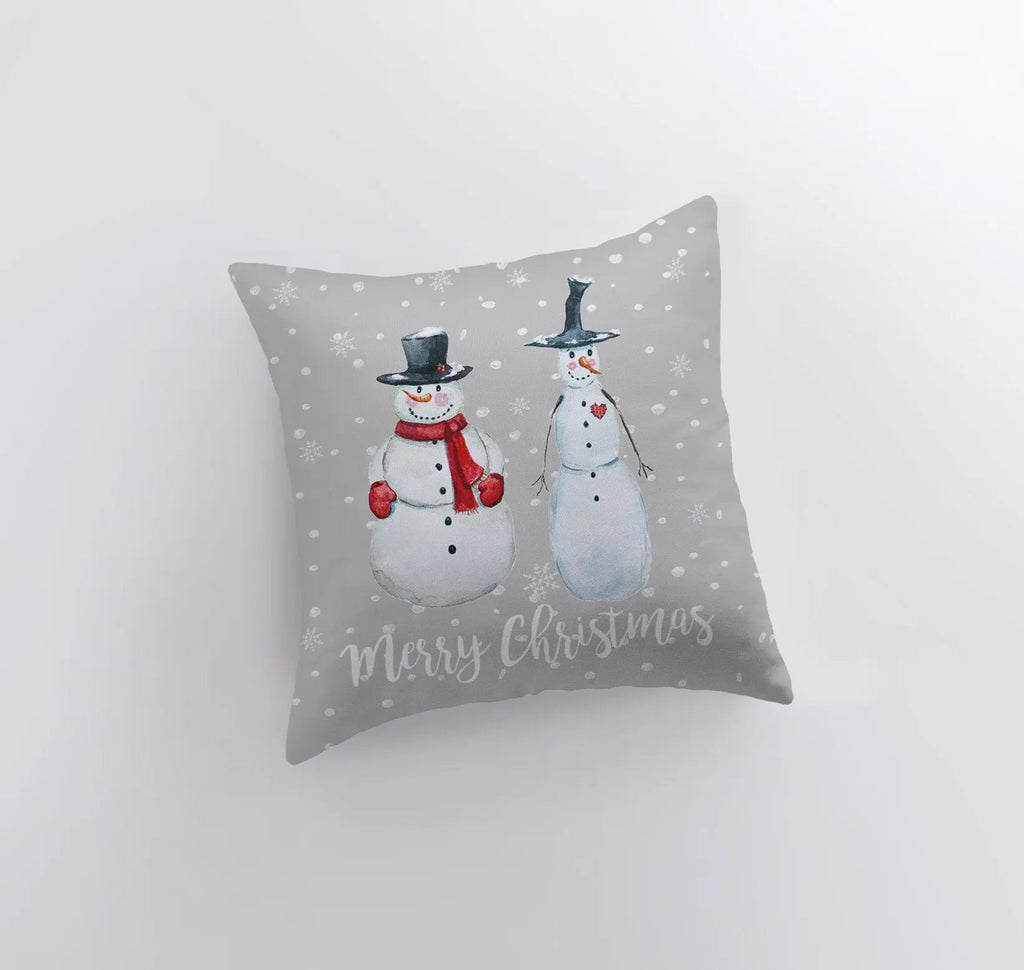 Primitive Snowmen Throw Pillow Cover — Handmade Christmas Decor