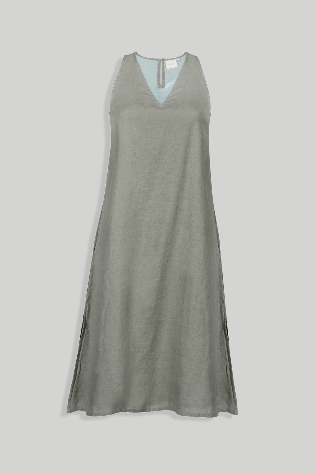 Reading Tea Leaves Dress in Dark Olive | 100% Hemp | V-Neck | A-Line | Side Slits | Pockets | XS–3XL | Reistor