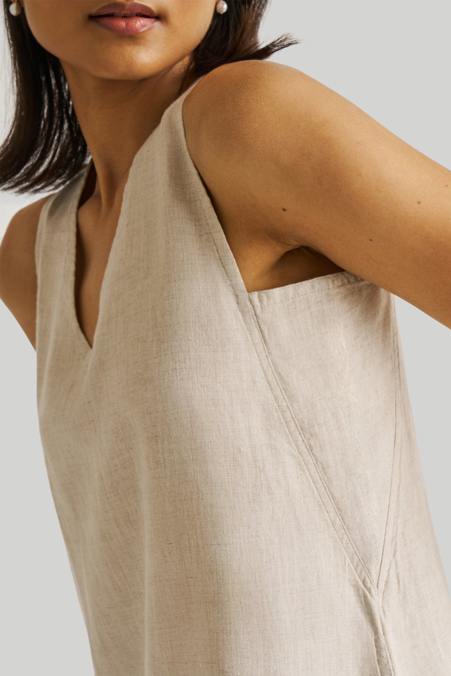 Reading Tea Leaves Dress in Ecru | 100% Hemp Slub | V-Neck | A-Line | Side Slits | Pockets | XS–3XL | Reistor
